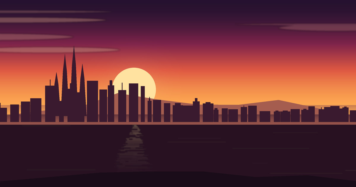 Illustrated view of Barcelona